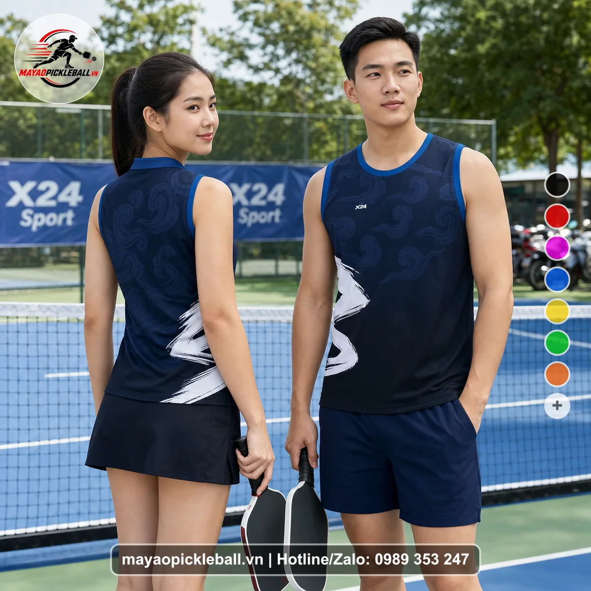 Bộ quần áo pickleball X24-PB-580 đỏ biến thể không ống tay