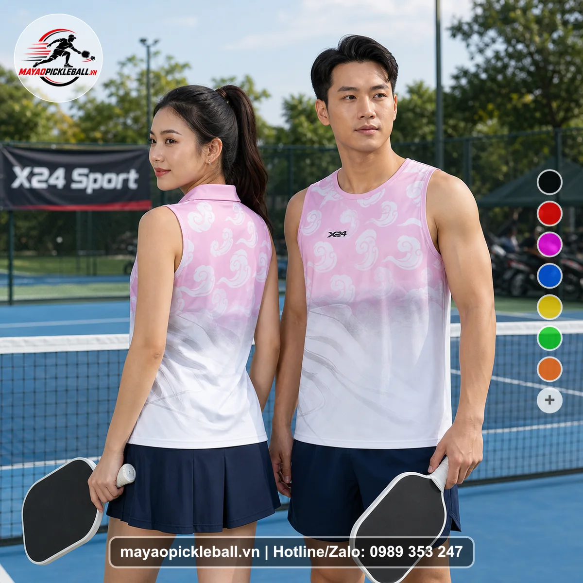 Bộ quần áo pickleball X24-PB-581 nổi bật biến thể không ống tay