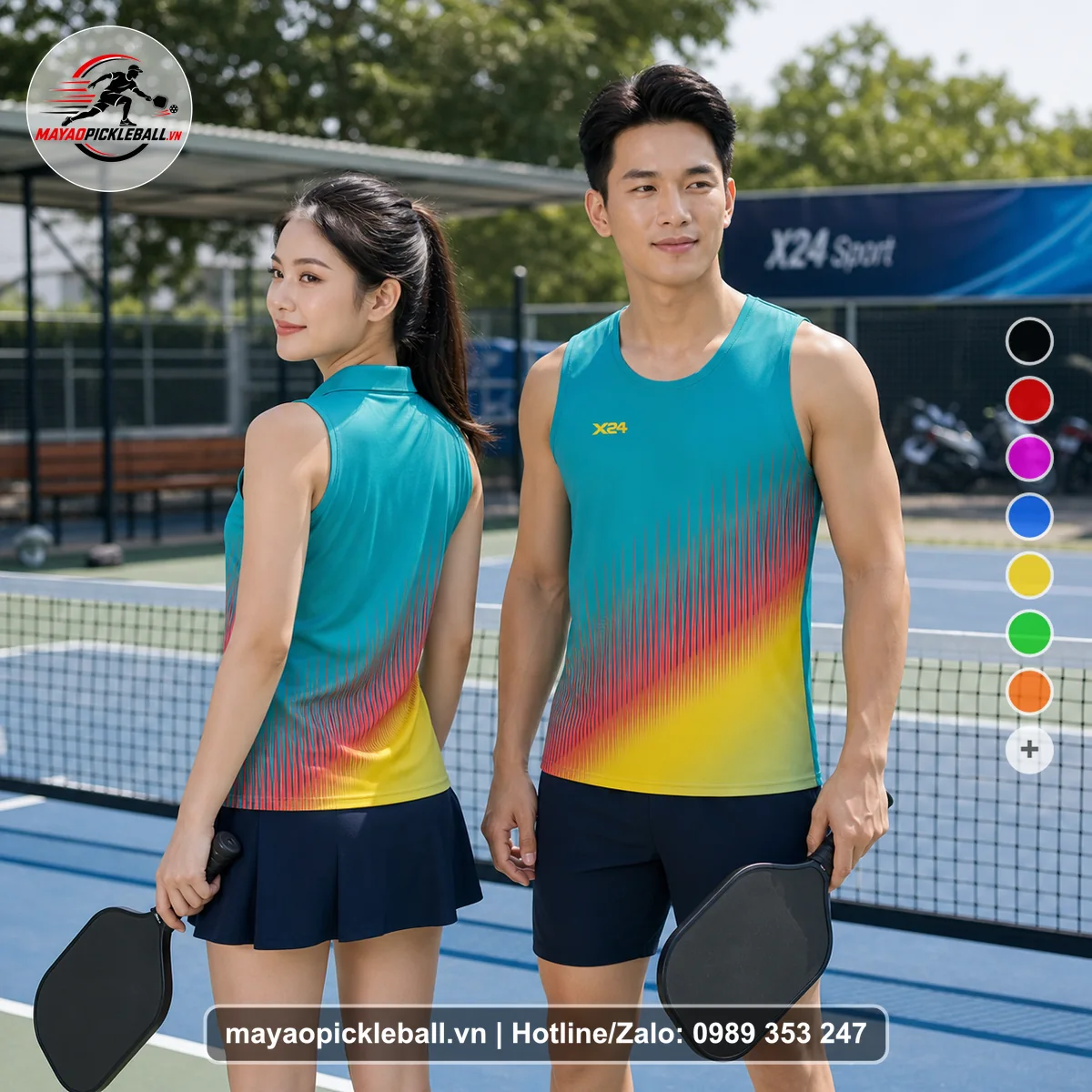 Bộ quần áo pickleball X24-PB-584 nổi bật biến thể không ống tay