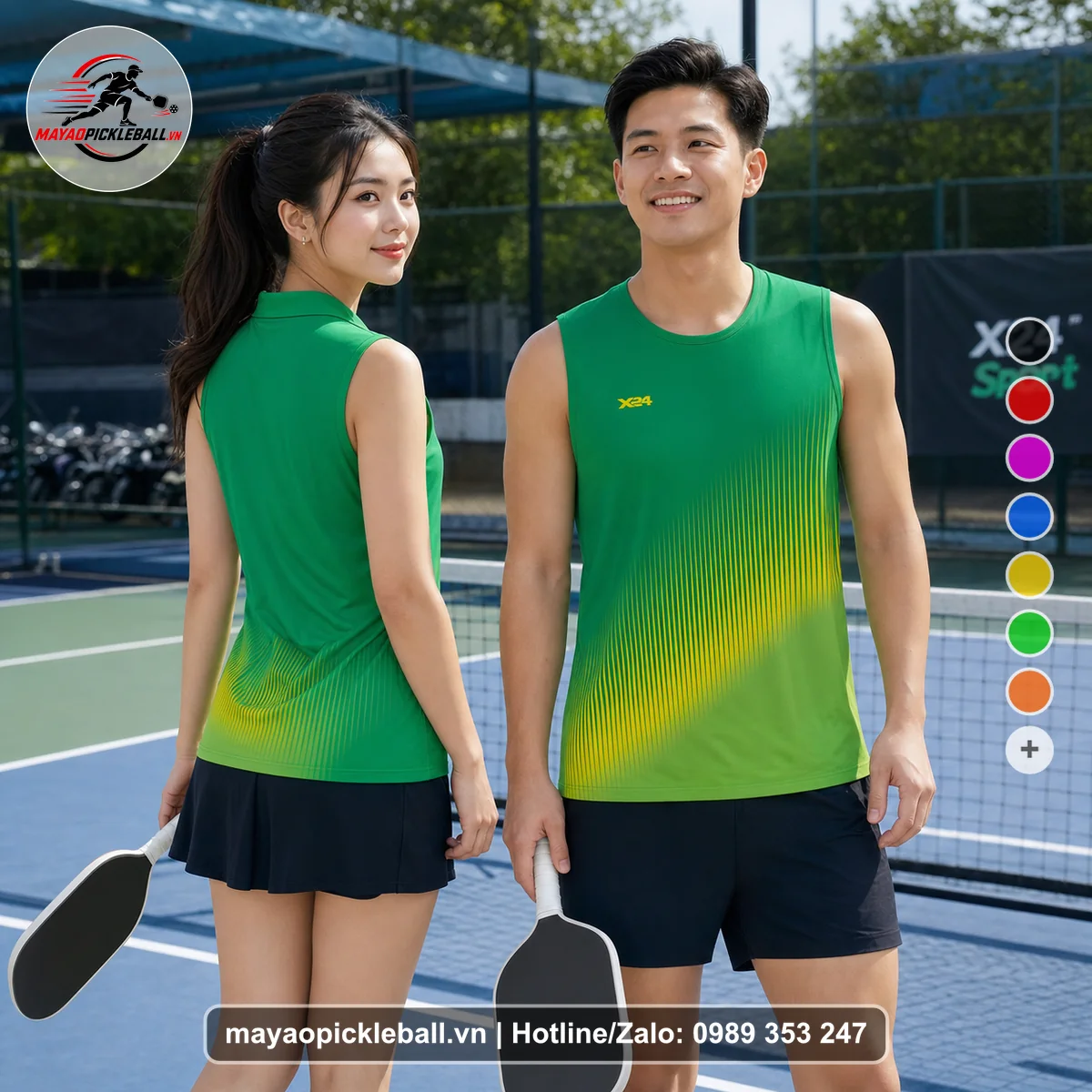 Bộ quần áo pickleball X24-PB-585 đỏ biến thể không ống tay