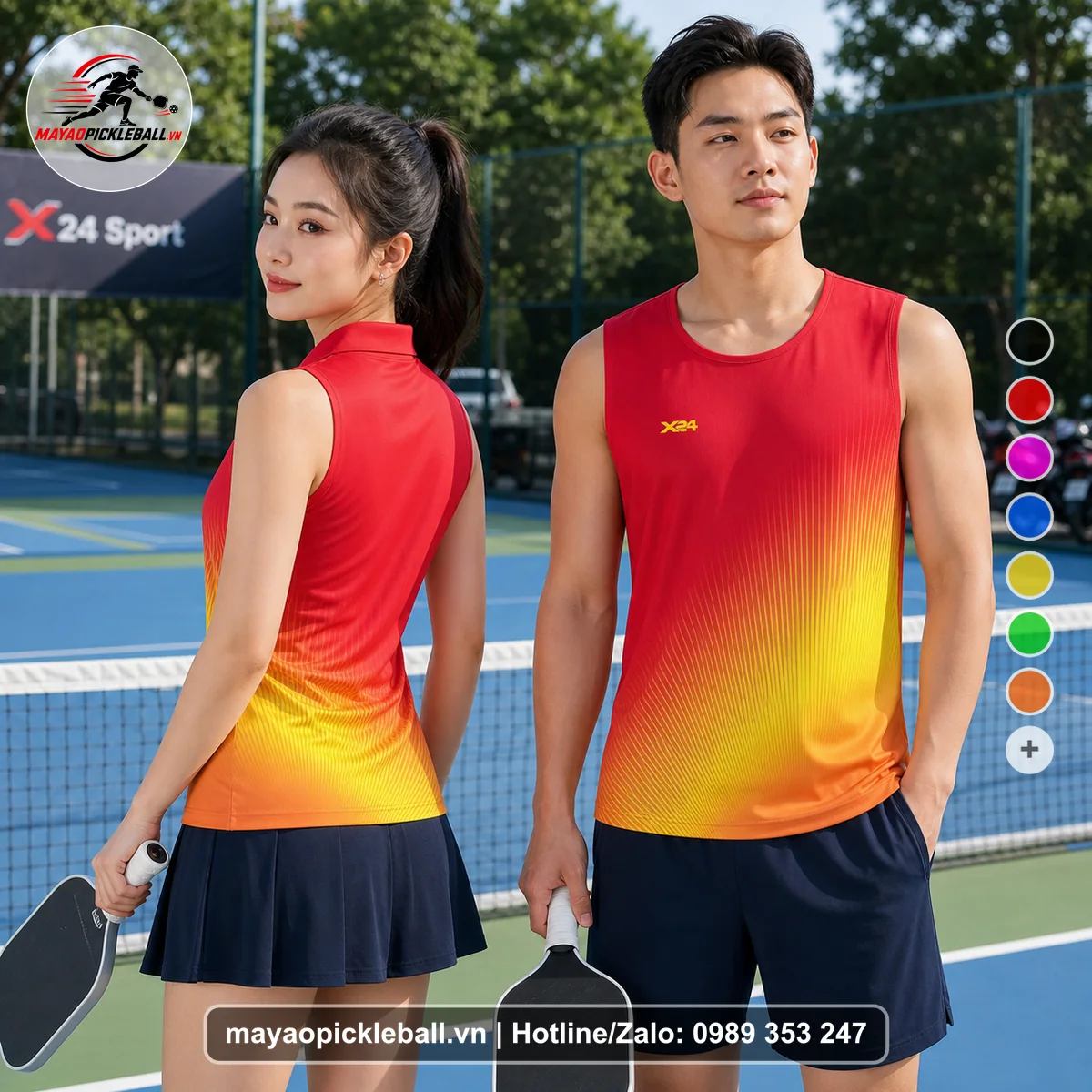 Bộ quần áo pickleball X24-PB-587 nổi bật biến thể không ống tay