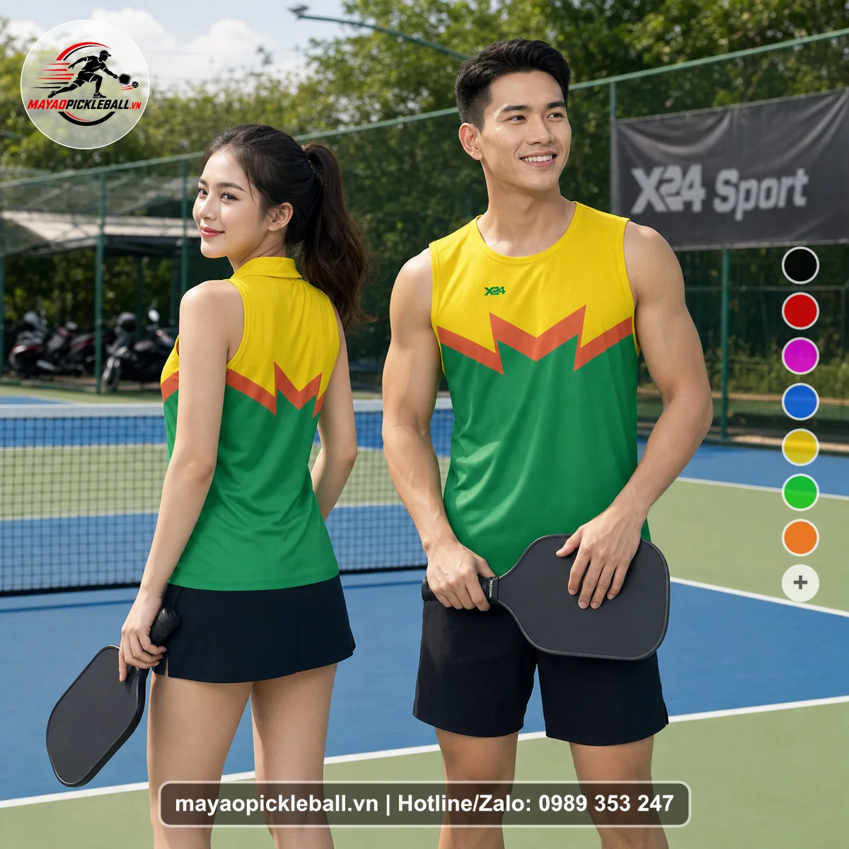 Bộ quần áo pickleball X24-PB-588 nổi bật biến thể không ống tay