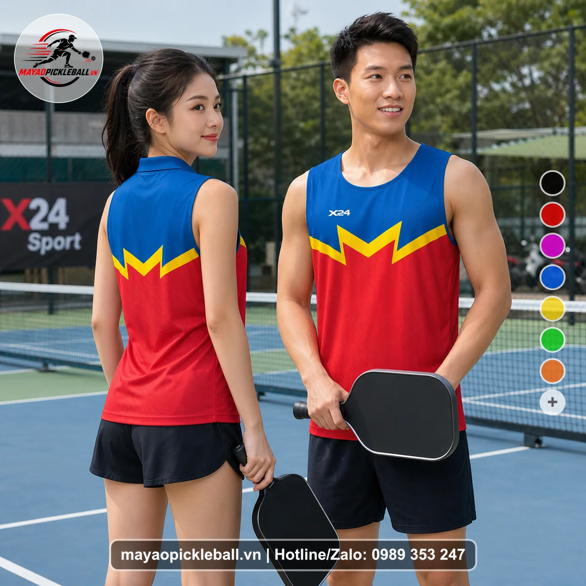 Bộ quần áo pickleball X24-PB-590 nổi bật biến thể không ống tay