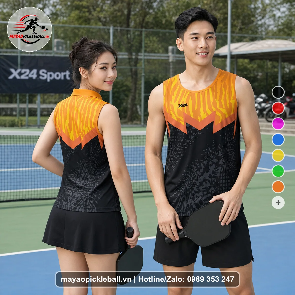 Bộ quần áo pickleball X24-PB-591 nổi bật biến thể không ống tay