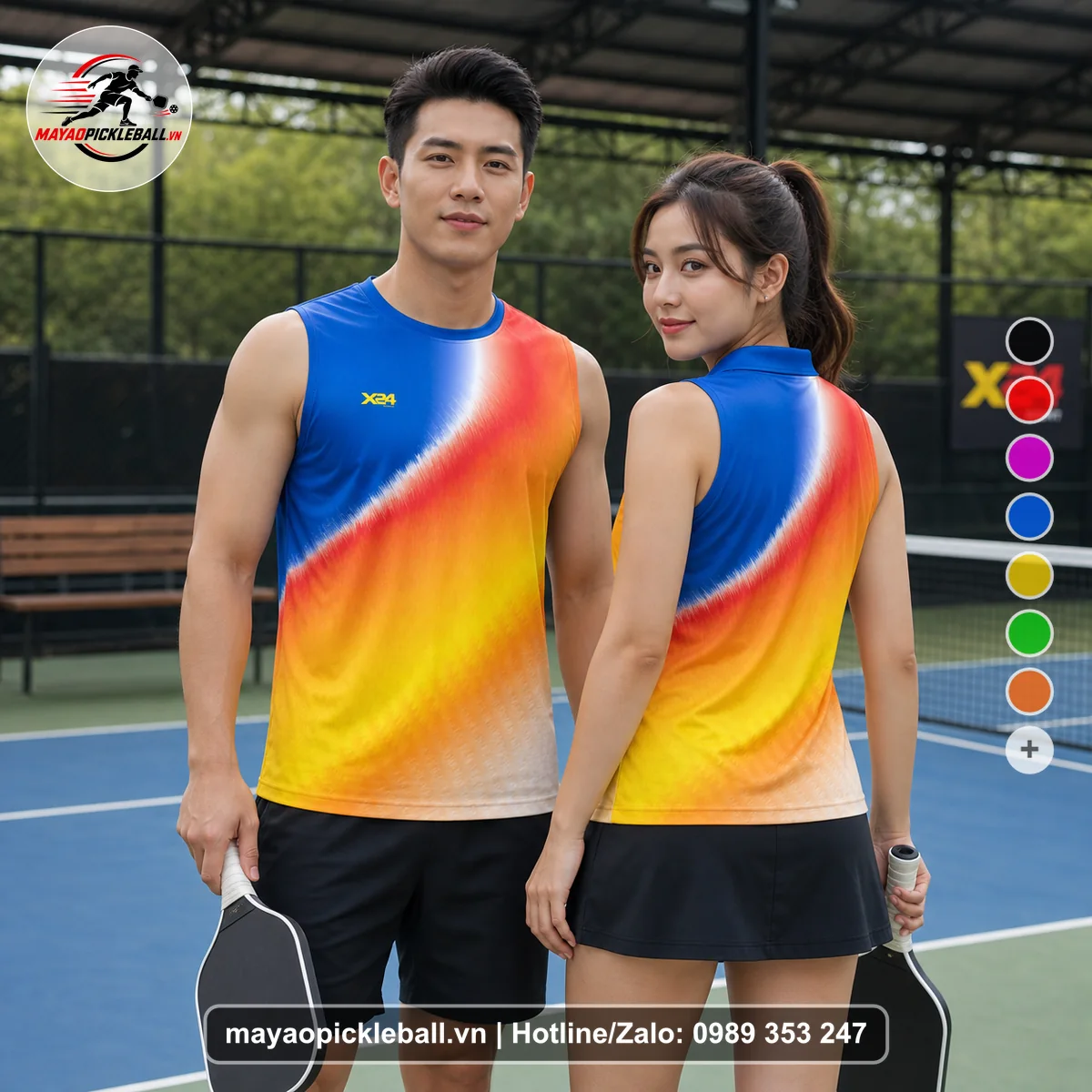 Bộ quần áo pickleball X24-PB-592 nổi bật biến thể không ống tay