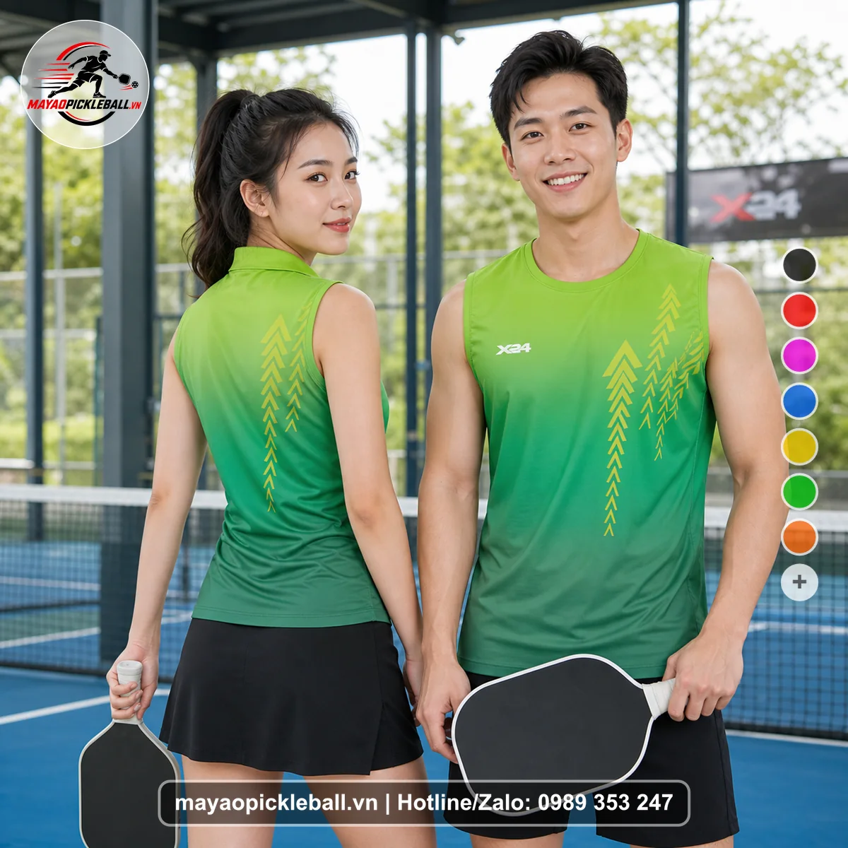 Bộ quần áo pickleball X24-PB-595 nổi bật biến thể không ống tay