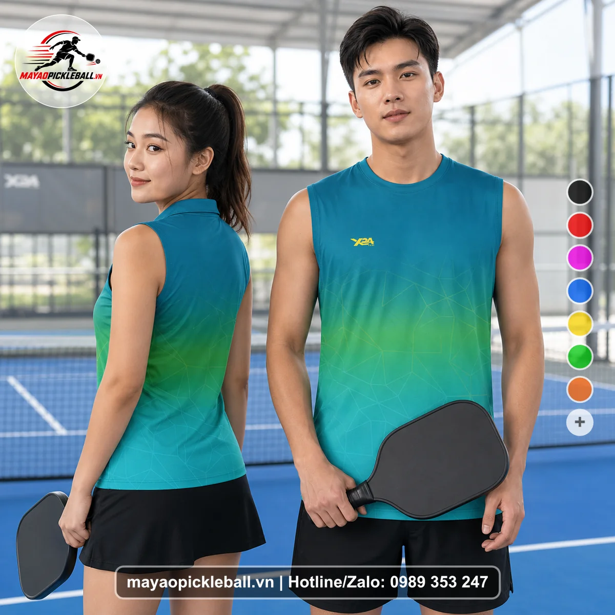 Bộ quần áo pickleball X24-PB-598 nổi bật biến thể không ống tay