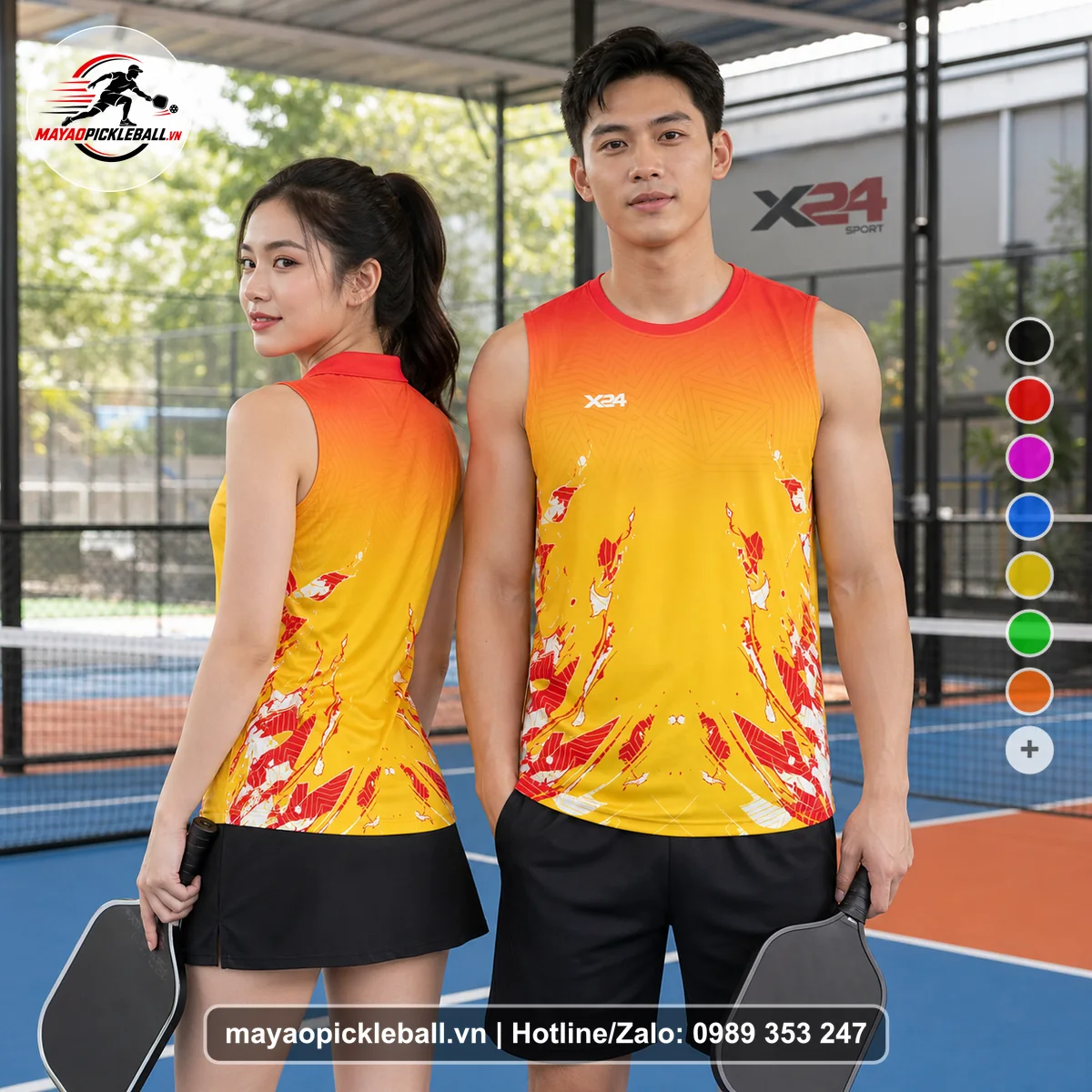 Bộ quần áo pickleball X24-PB-603 nổi bật biến thể không ống tay