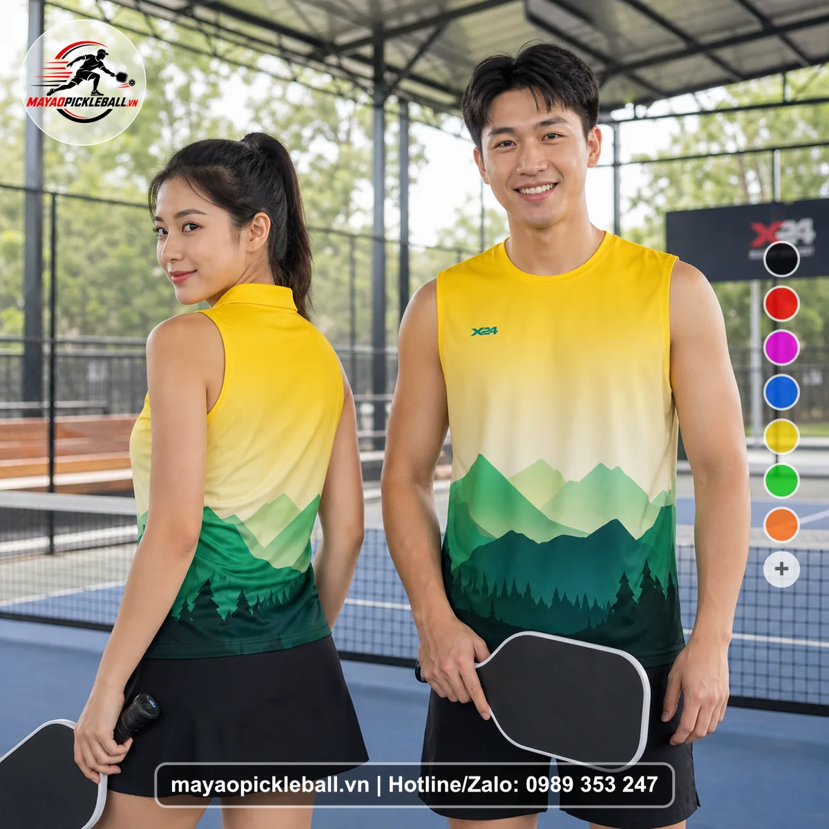 Bộ quần áo pickleball X24-PB-606 nổi bật biến thể không ống tay