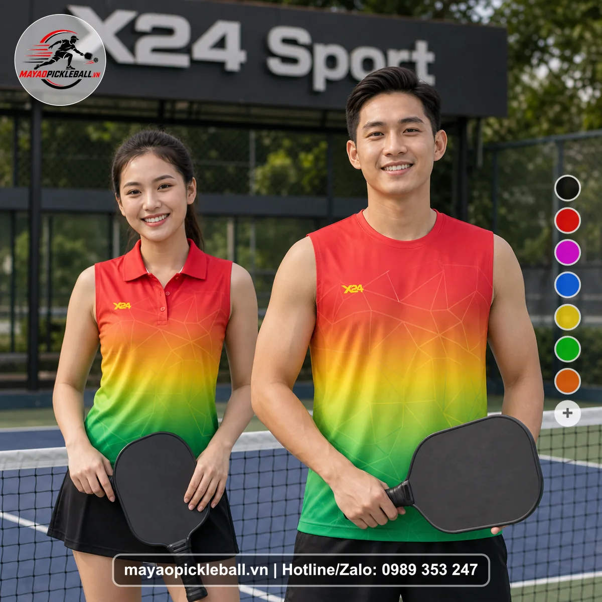 Bộ quần áo pickleball X24-PB-613 nổi bật biến thể không ống tay