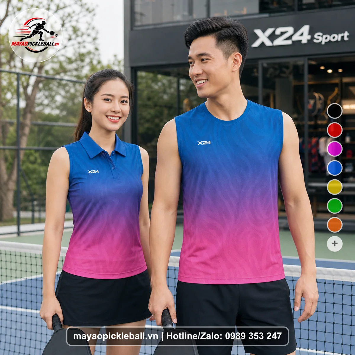 Bộ quần áo pickleball X24-PB-614 nổi bật biến thể không ống tay