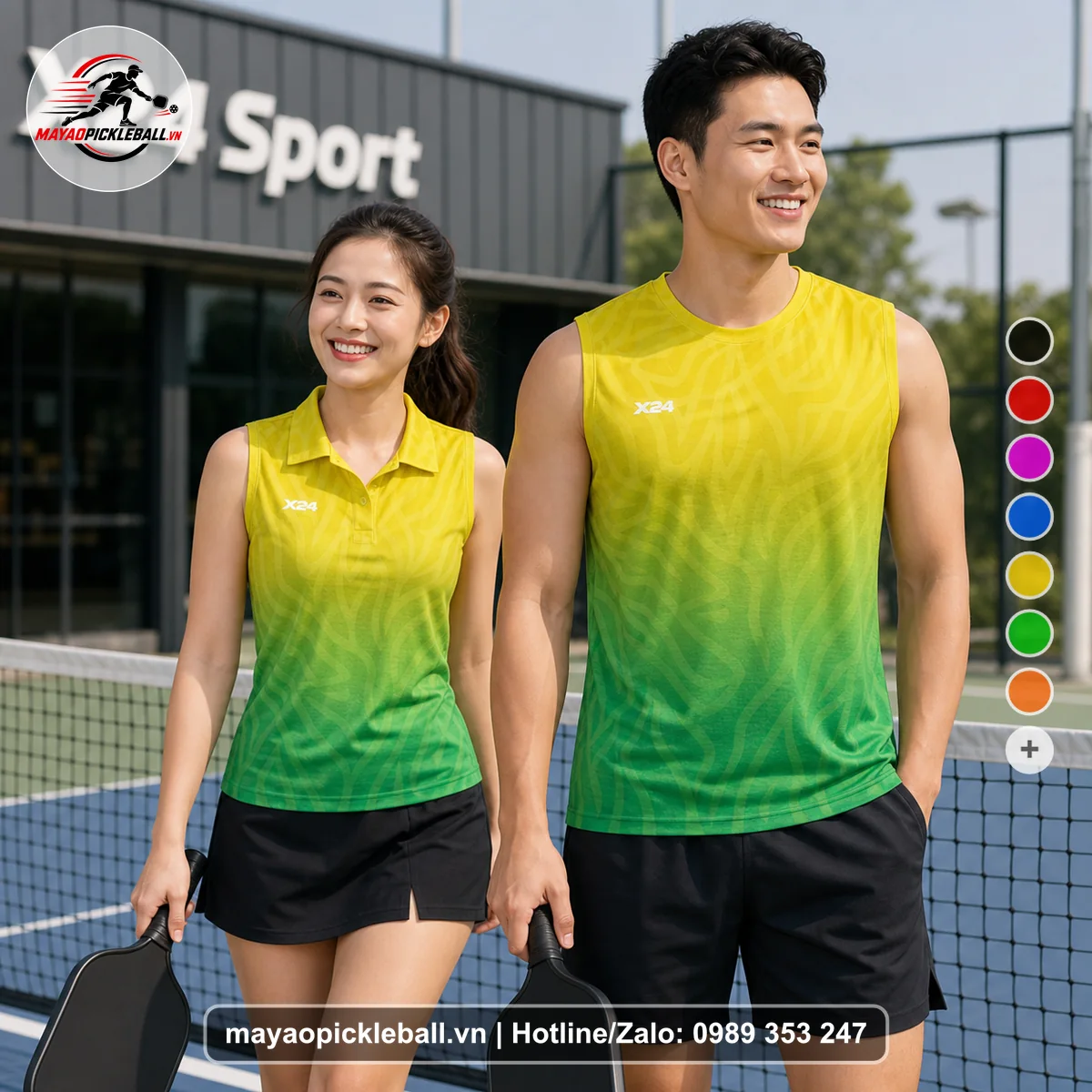 Bộ quần áo pickleball X24-PB-615 nổi bật biến thể không ống tay