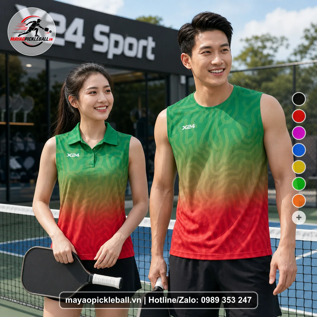 Bộ quần áo pickleball X24-PB-617 nổi bật biến thể không ống tay