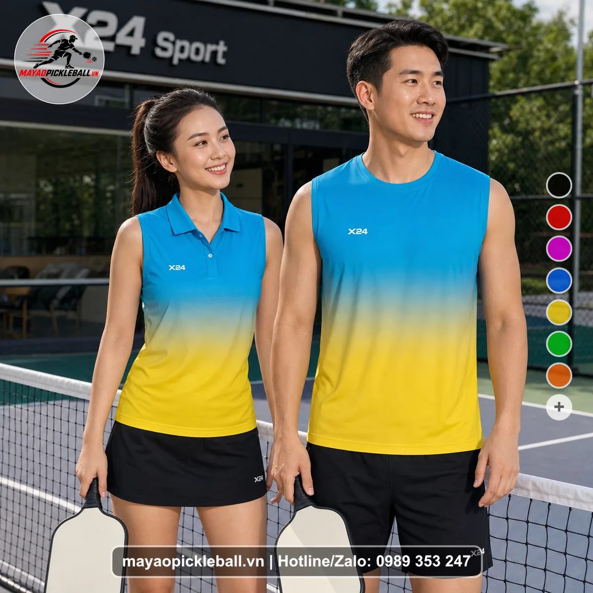 Bộ quần áo pickleball X24-PB-618 nổi bật biến thể không ống tay