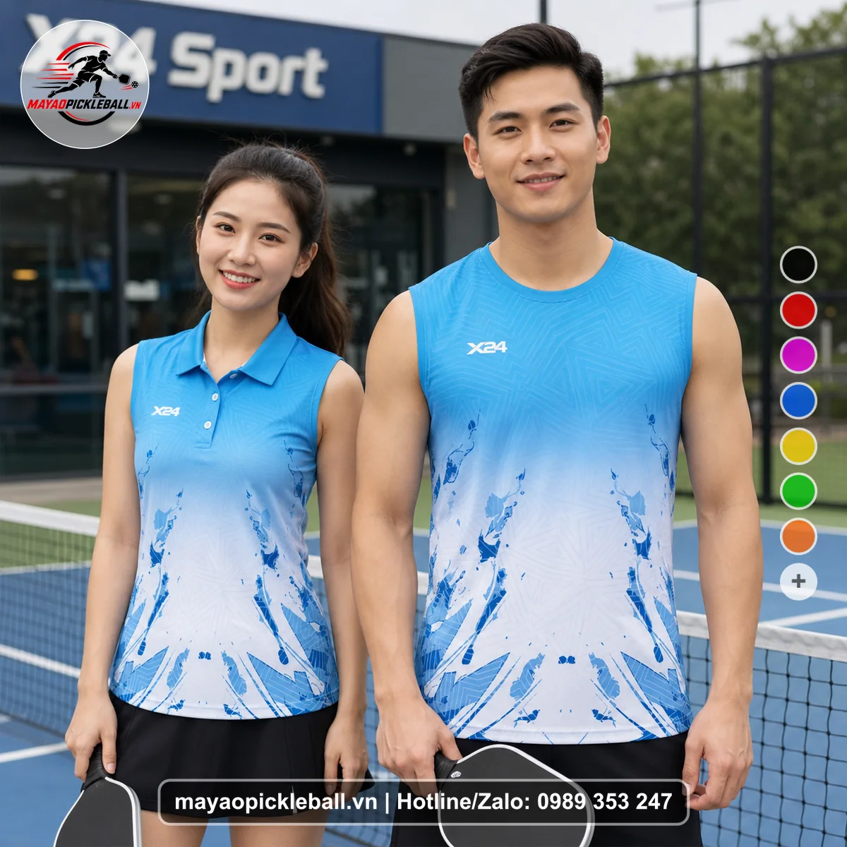 Bộ quần áo pickleball X24-PB-621 nổi bật biến thể không ống tay